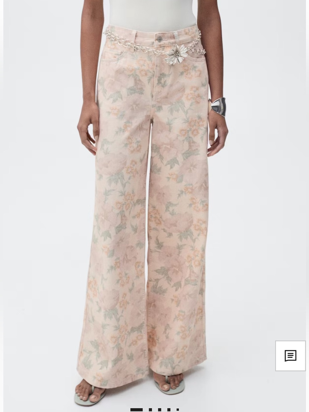 Mango wide leg floral jeans size 0